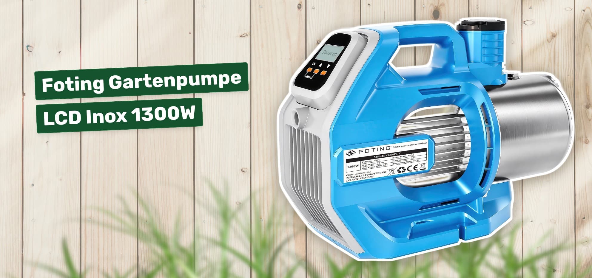 Foting Gartenpumpe LCD Inox 1300W