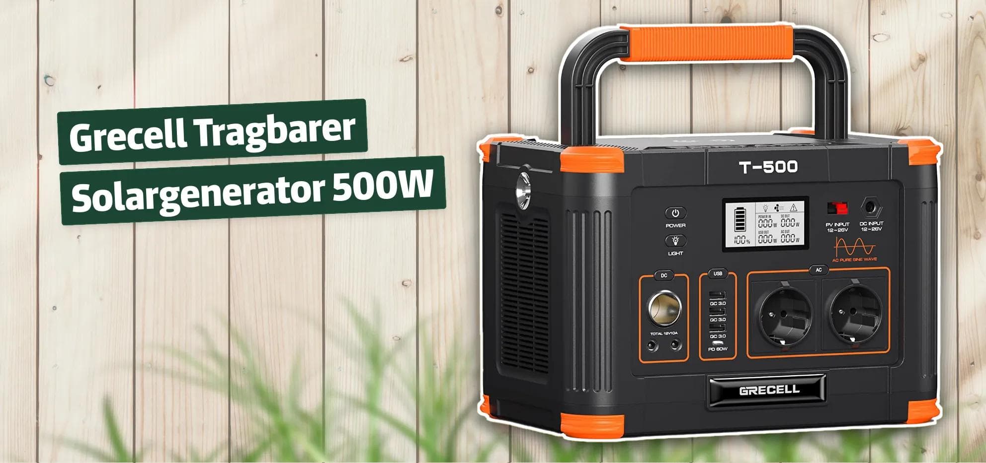 Grecell Tragbarer Solargenerator 500W