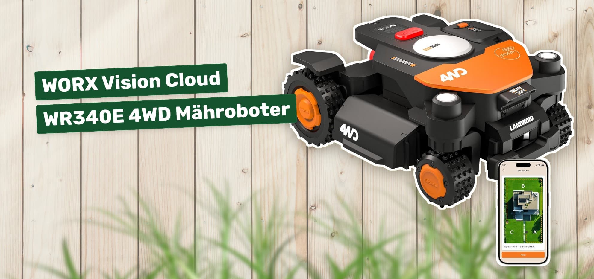 WORX Vision Cloud WR340E 4WD Mähroboter