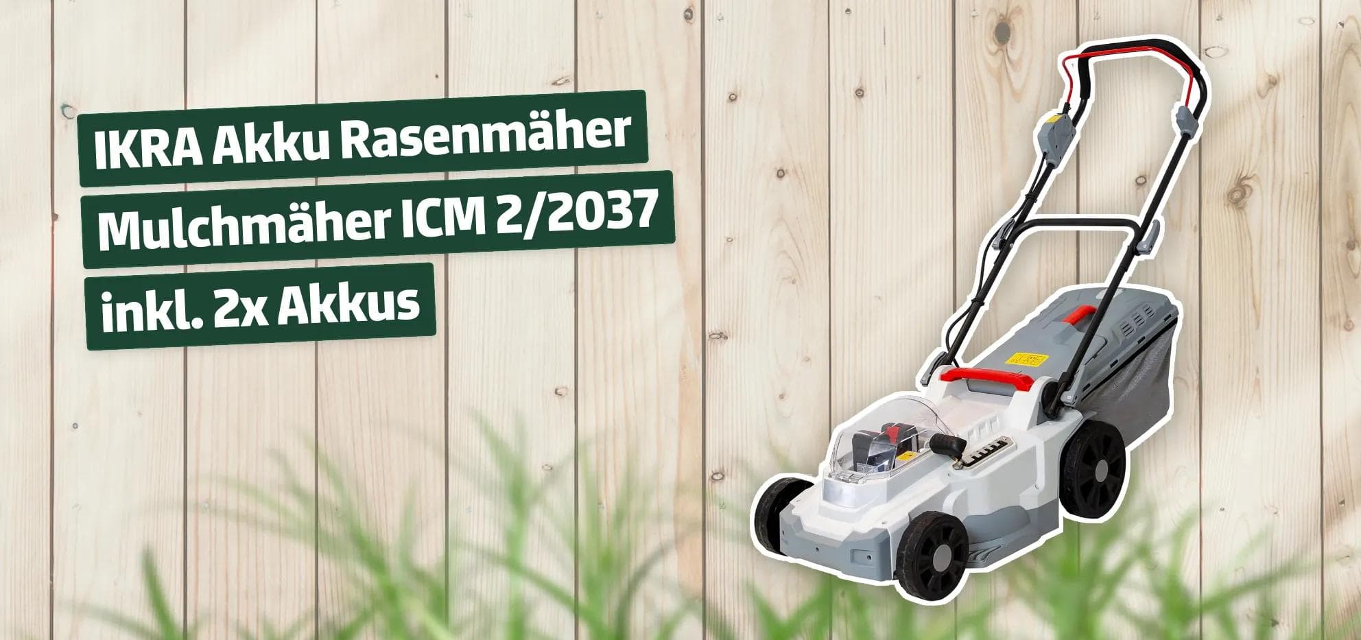 IKRA Akku Rasenmäher Mulchmäher ICM 2/2037 inkl. 2x Akkus