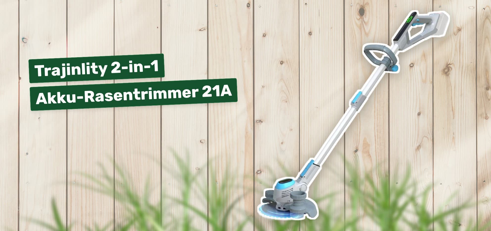 Trajinlity 2-in-1 Akku-Rasentrimmer 21A