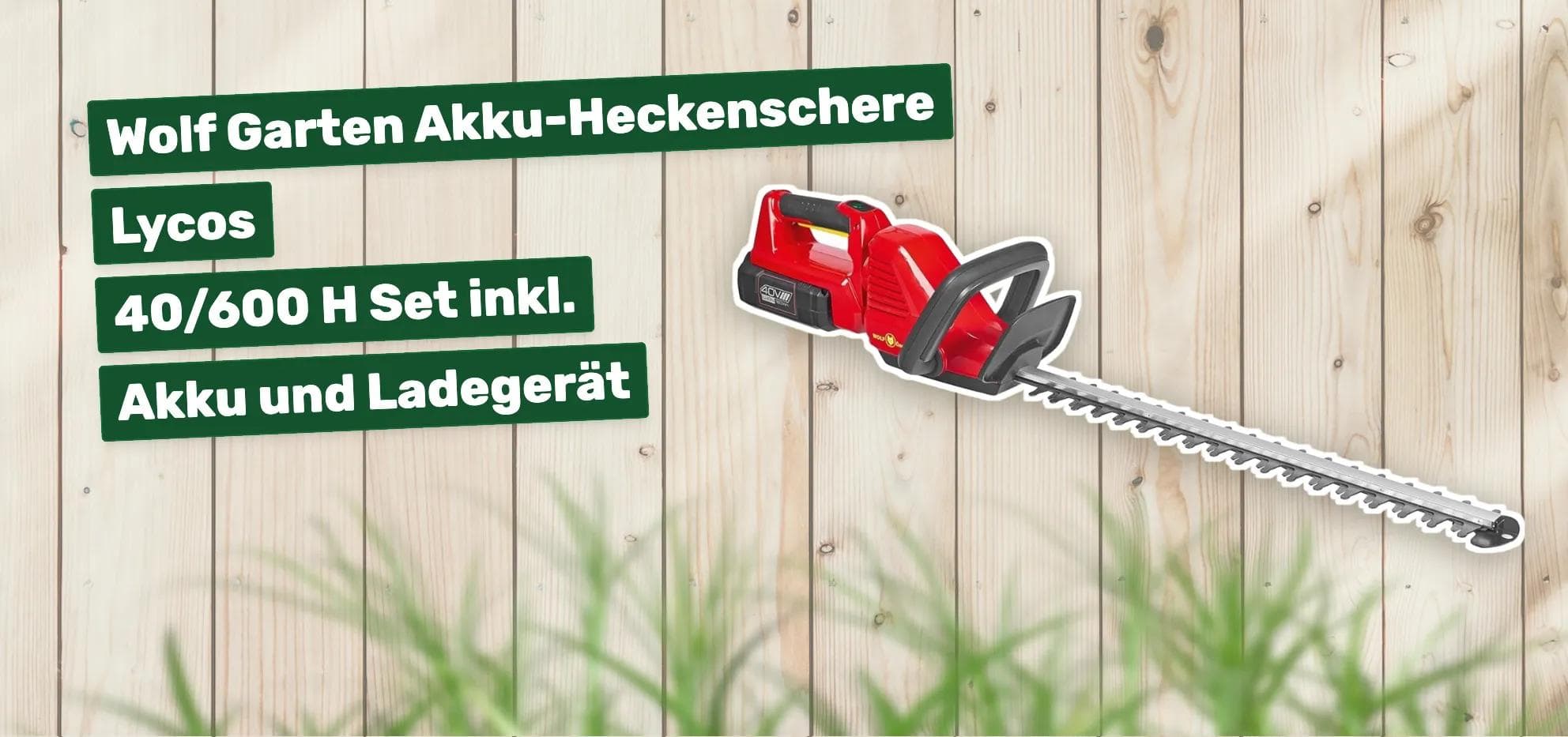 Wolf Garten Akku-Heckenschere Lycos 40/600 H Set inkl. Akku und Ladegerät