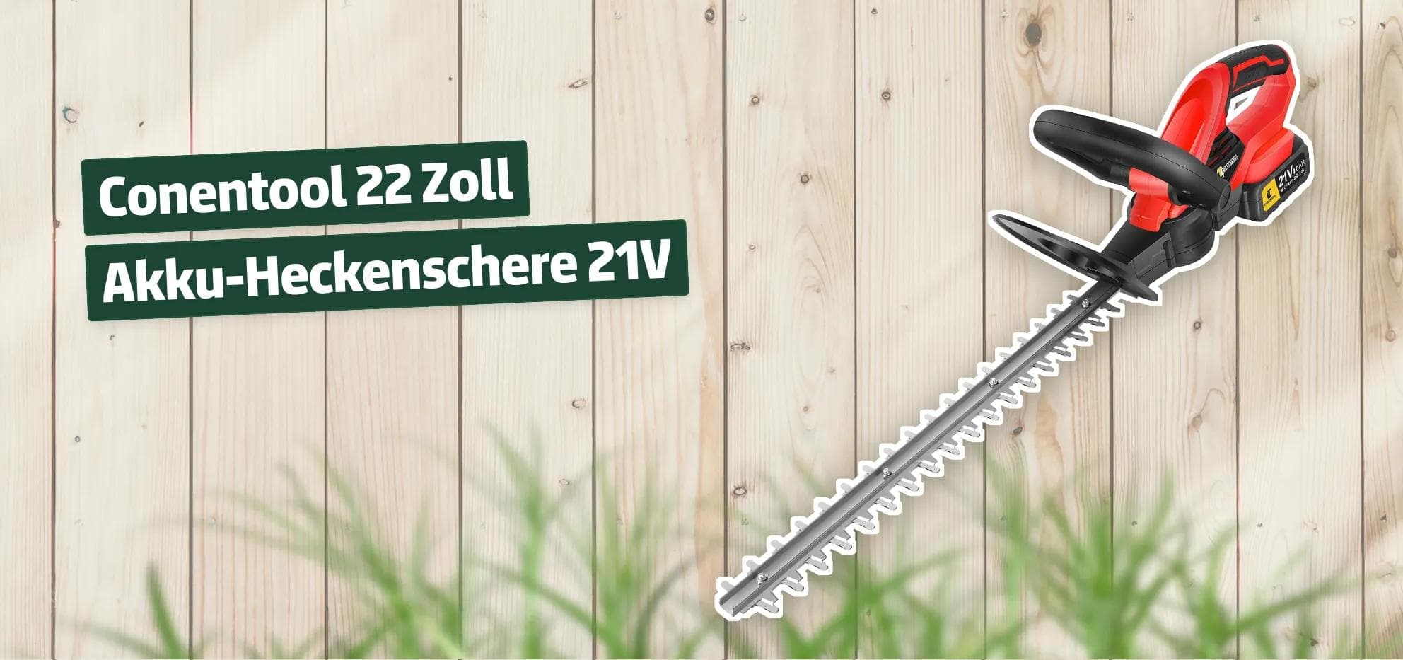 Conentool 22 Zoll Akku-Heckenschere 21V