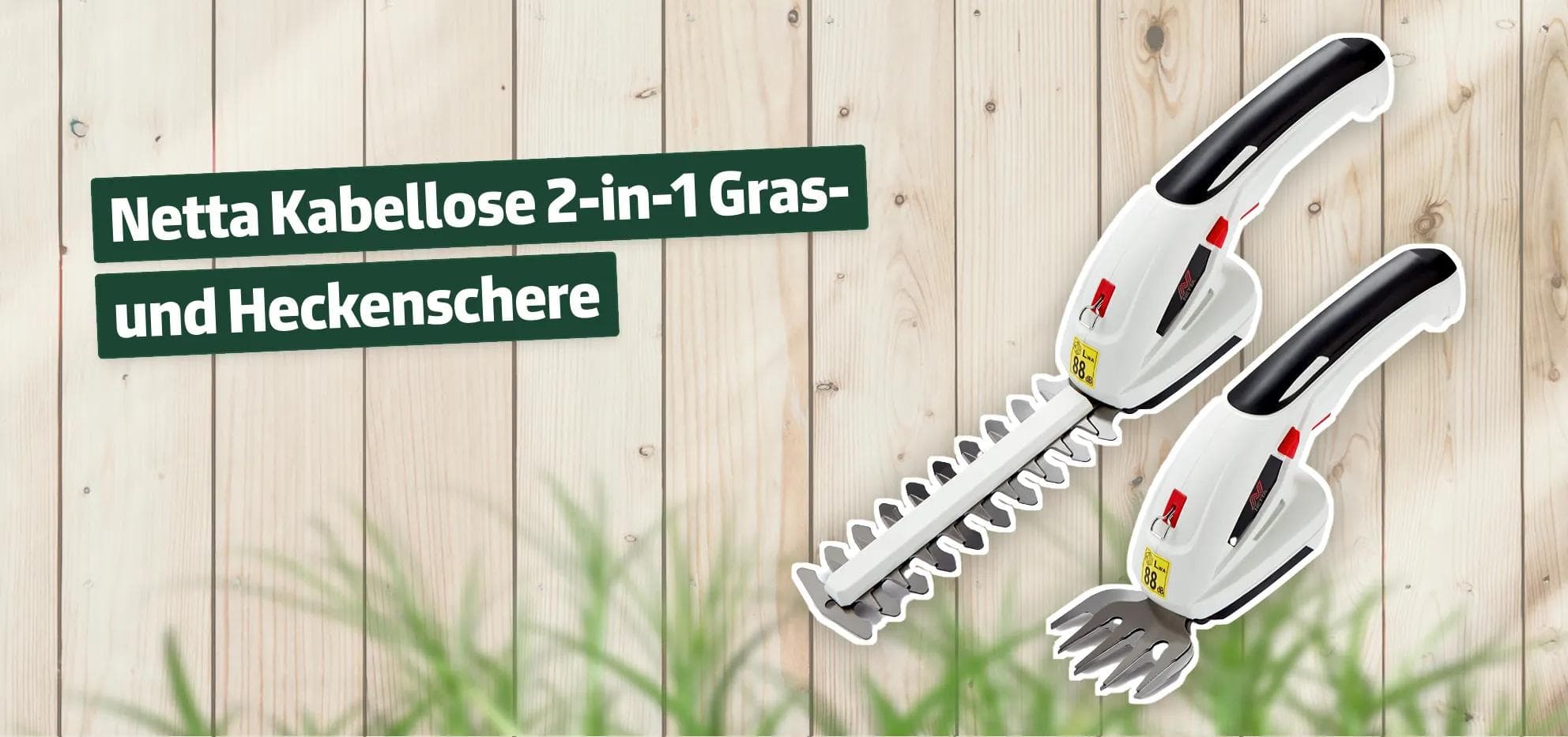 Netta Kabellose 2-in-1 Gras- und Heckenschere