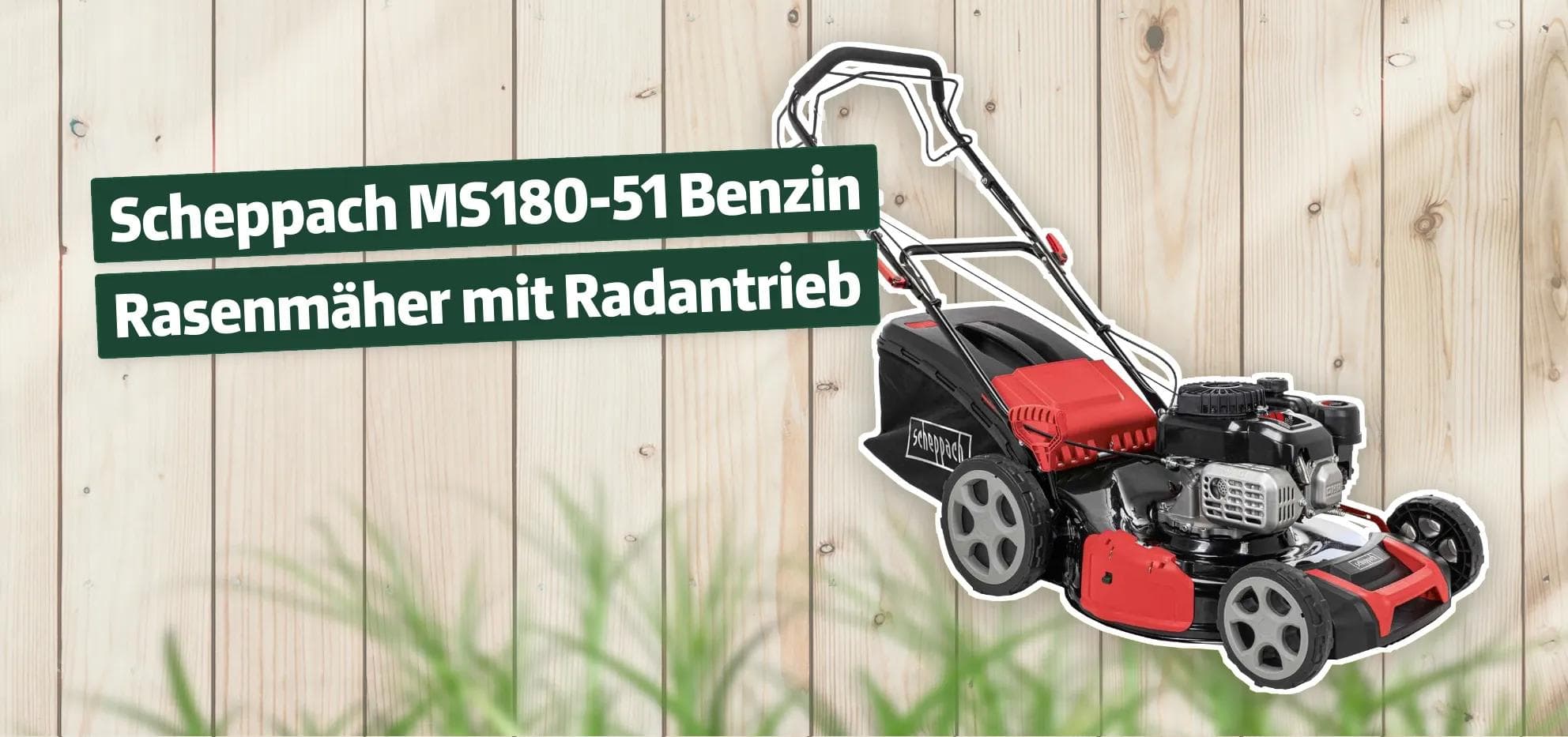 Scheppach MS180-51 Benzin Rasenmäher mit Radantrieb