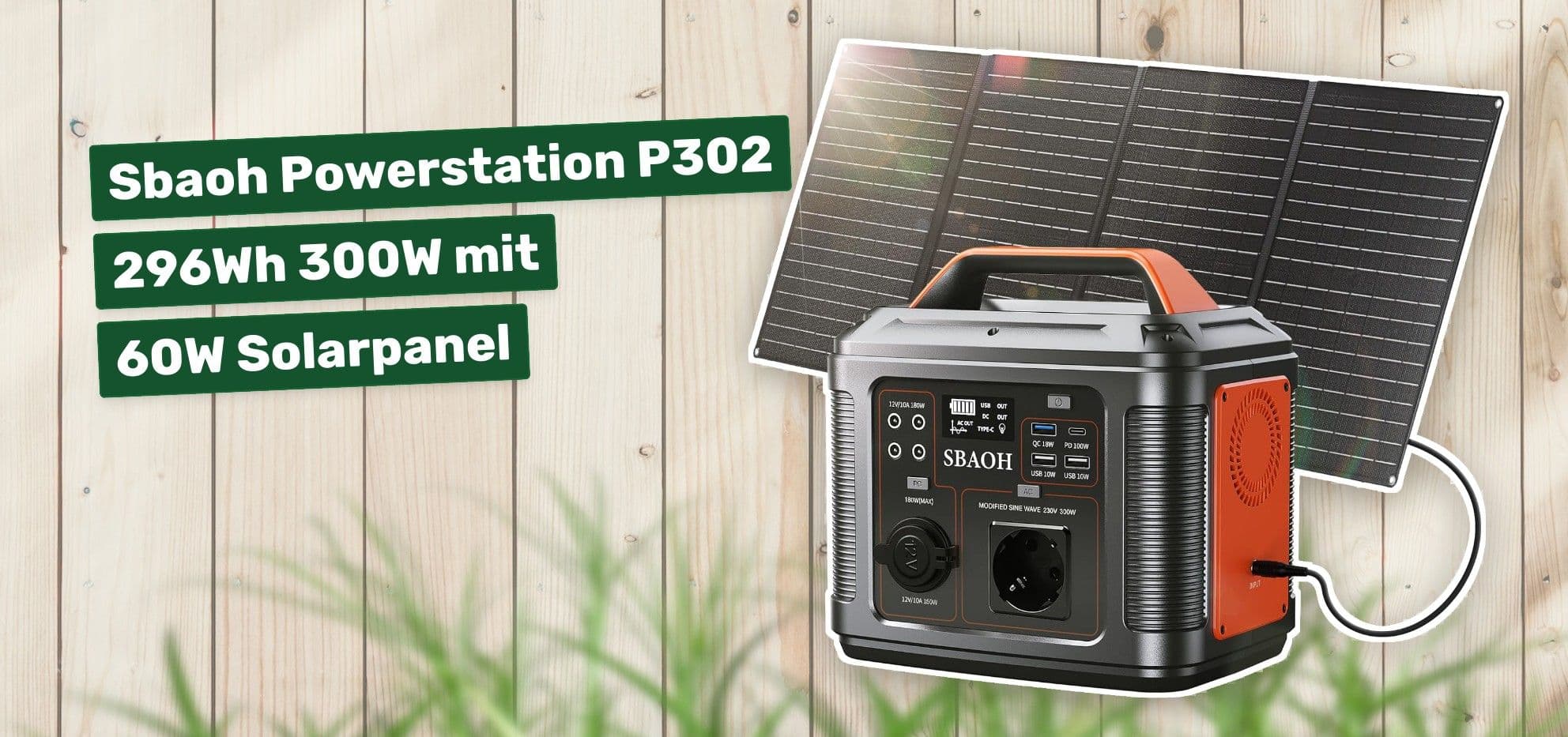 Sbaoh Powerstation P302 296Wh 300W mit 60W Solarpanel