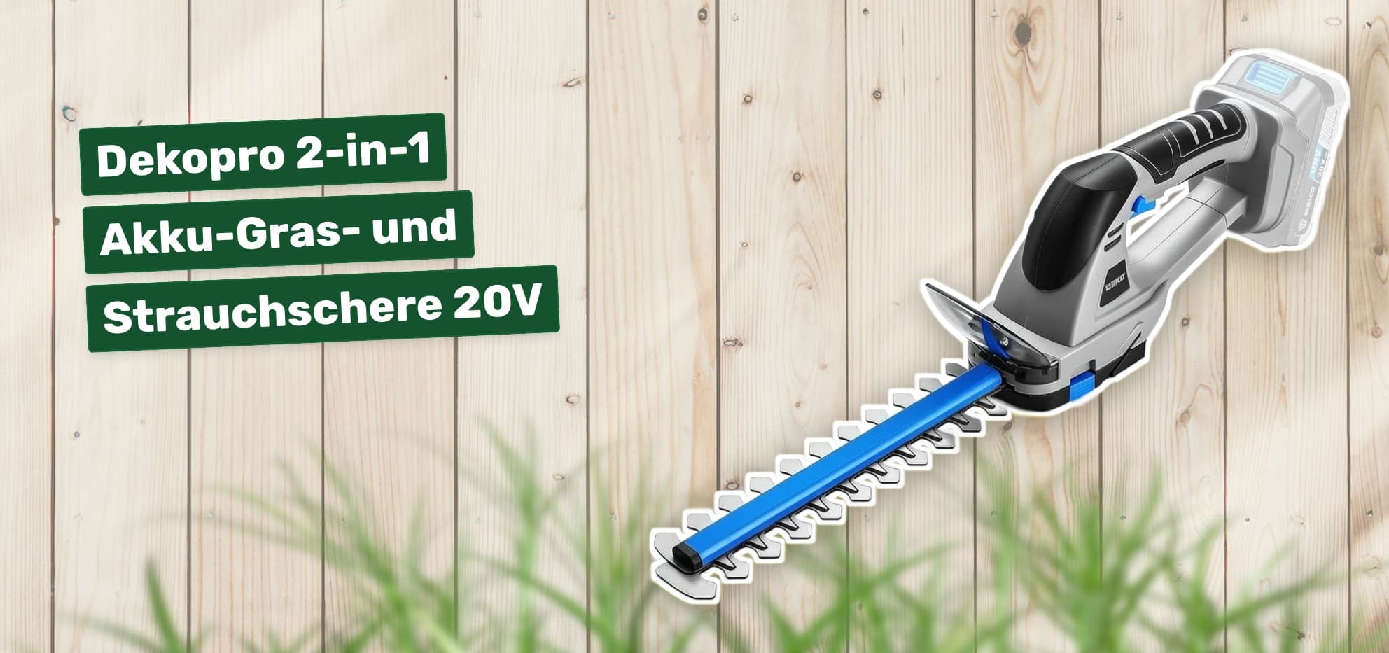 Dekopro 2-in-1 Akku-Gras- und Strauchschere 20V