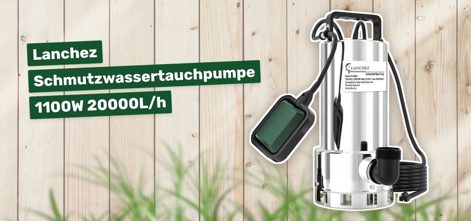 Lanchez Schmutzwassertauchpumpe 1100W 20000L/h