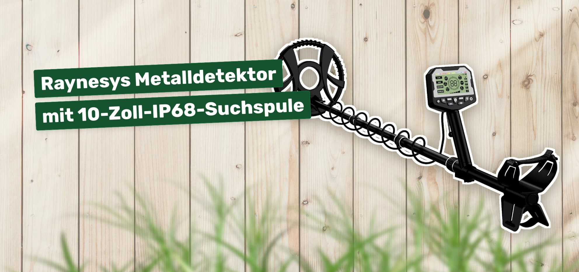 Raynesys Metalldetektor mit 10-Zoll-IP68-Suchspule