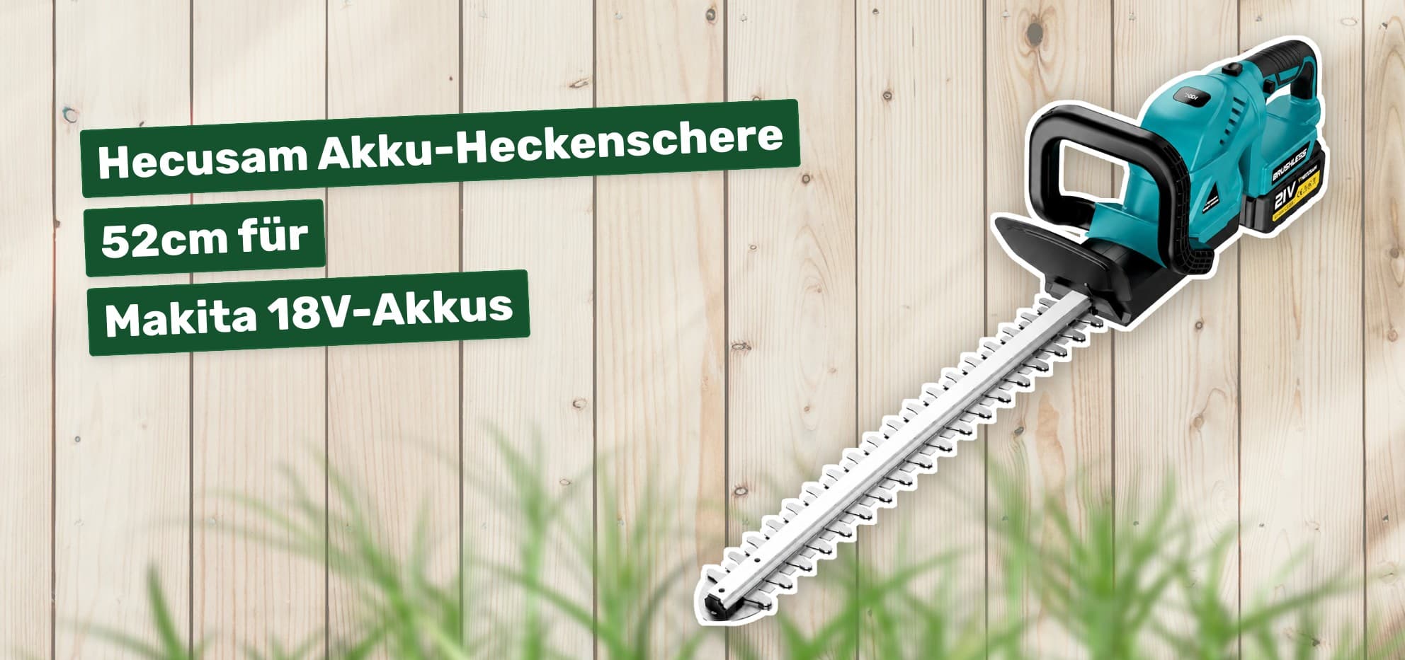 Hecusam Akku-Heckenschere 52cm für Makita 18V-Akkus