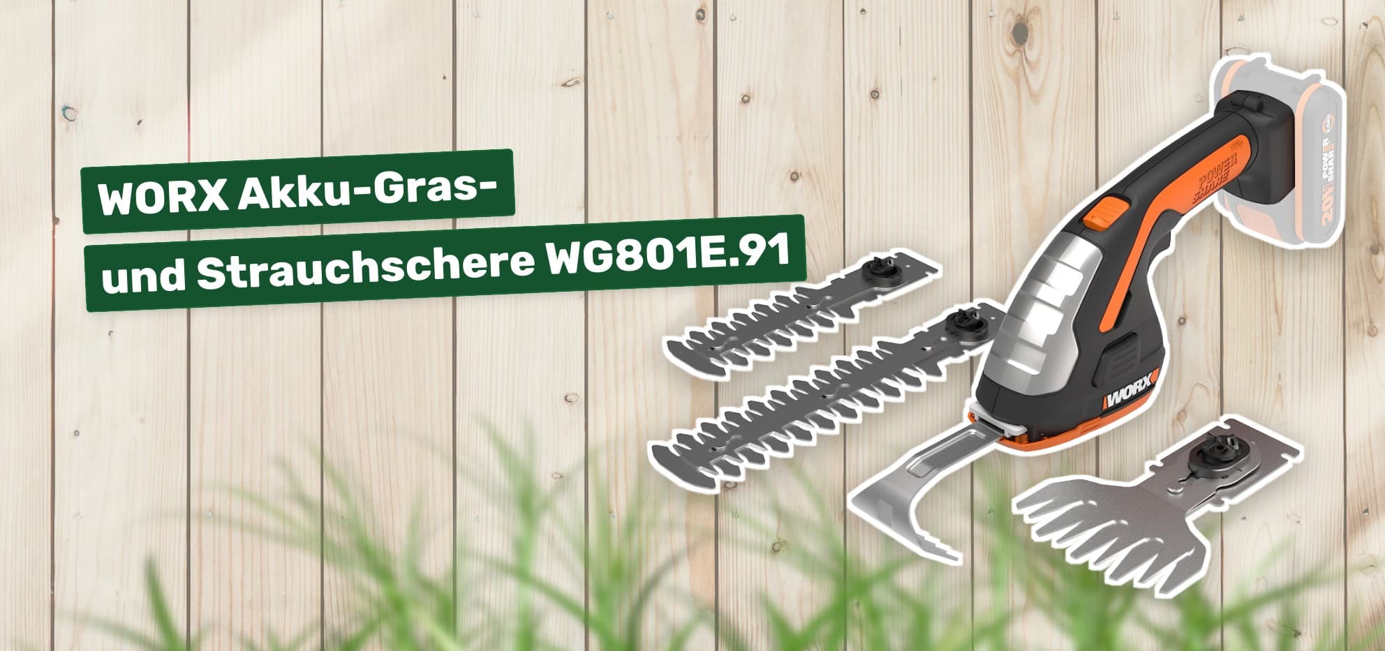 WORX Akku-Gras- und Strauchschere WG801E.91