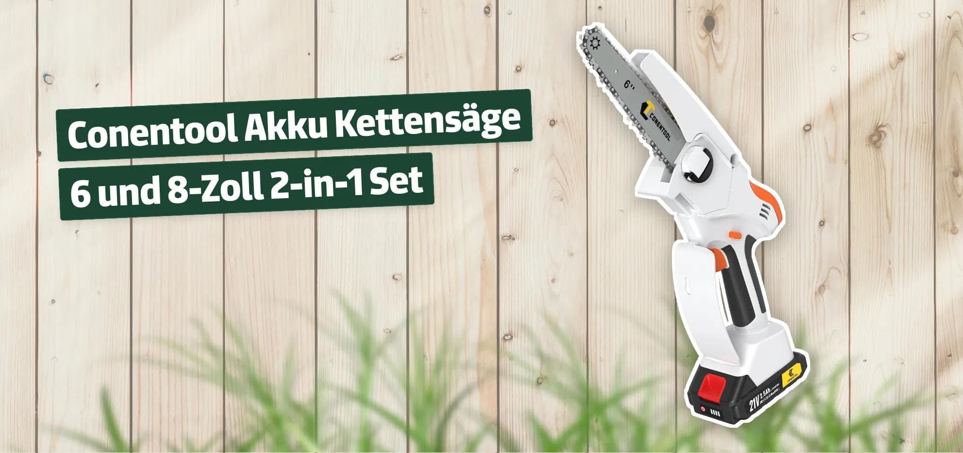 Conentool Akku Kettensäge 6 und 8-Zoll 2-in-1 Set