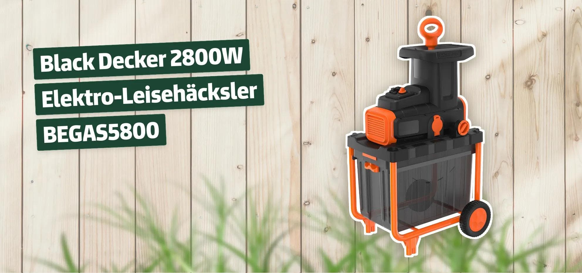Black+Decker 2800W Elektro-Leisehäcksler BEGAS5800