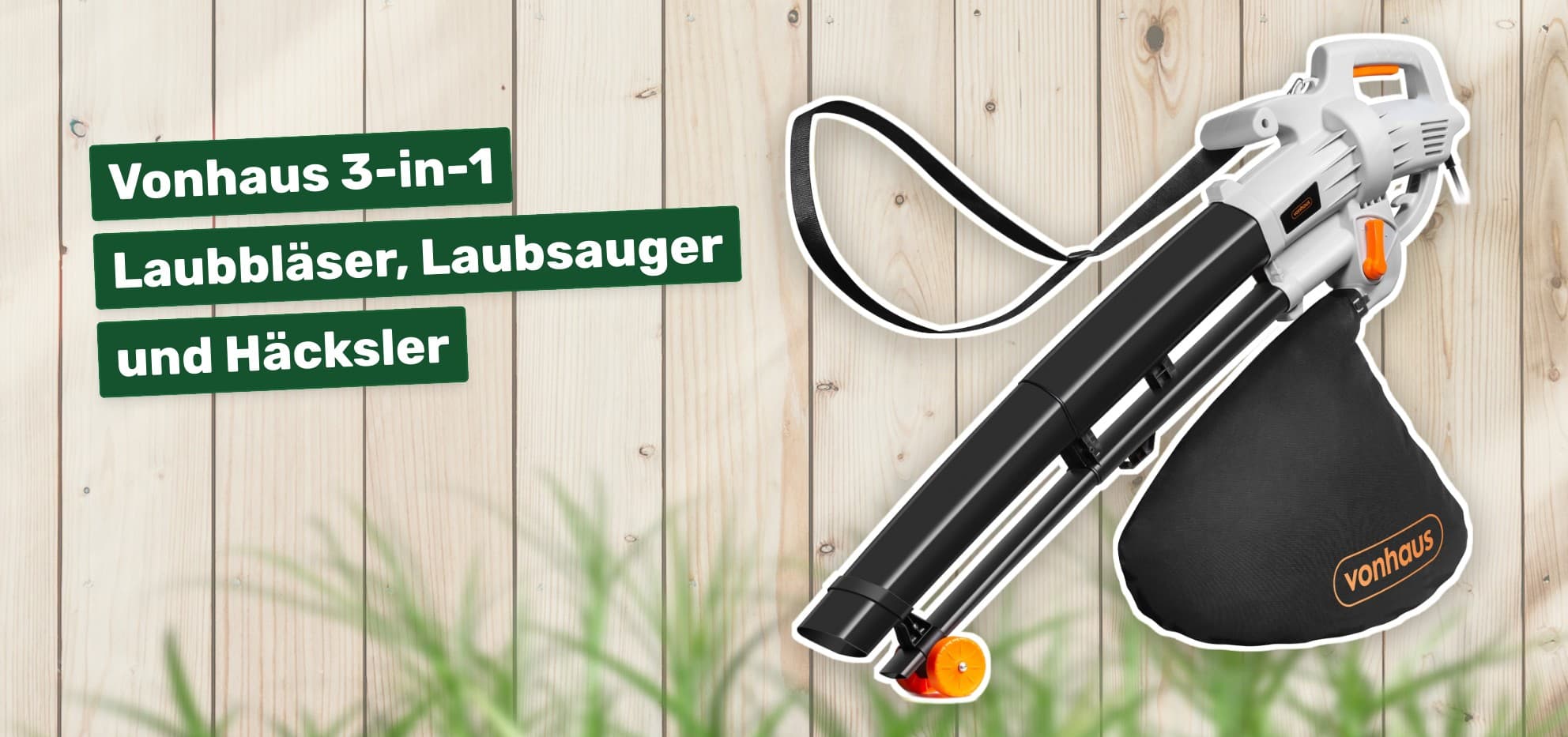 Vonhaus 3-in-1 Laubbläser, Laubsauger und Häcksler