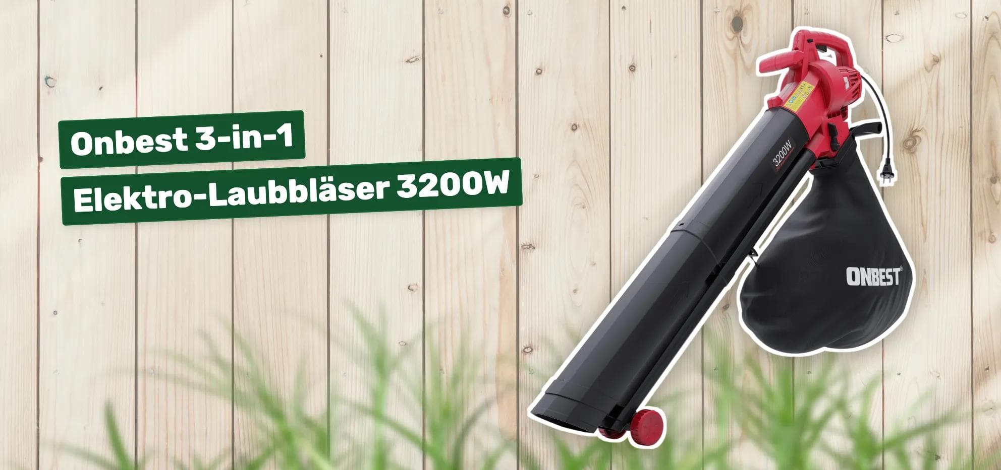 Onbest 3-in-1 Elektro-Laubbläser 3200W