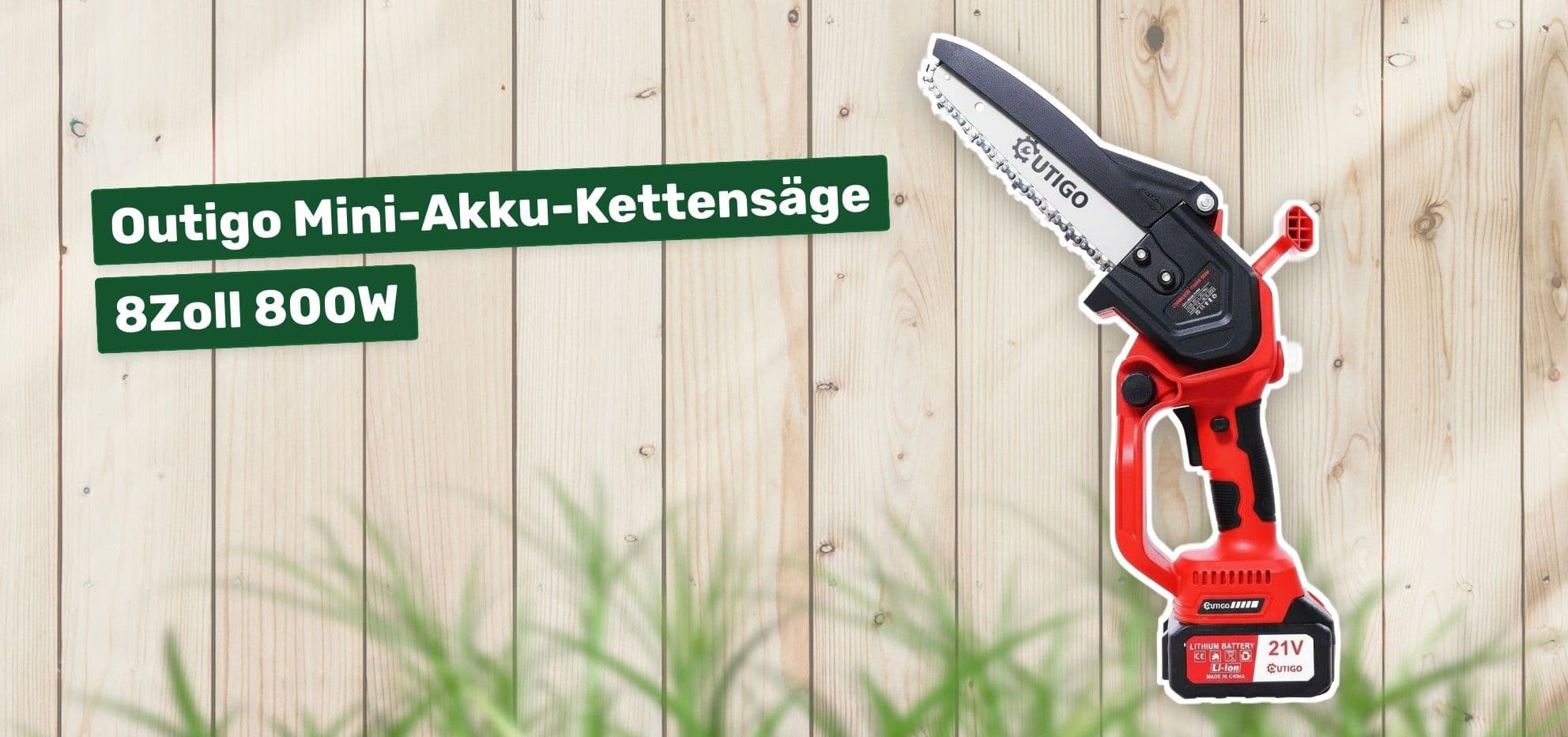 Outigo Mini-Akku-Kettensäge 8 Zoll 800W
