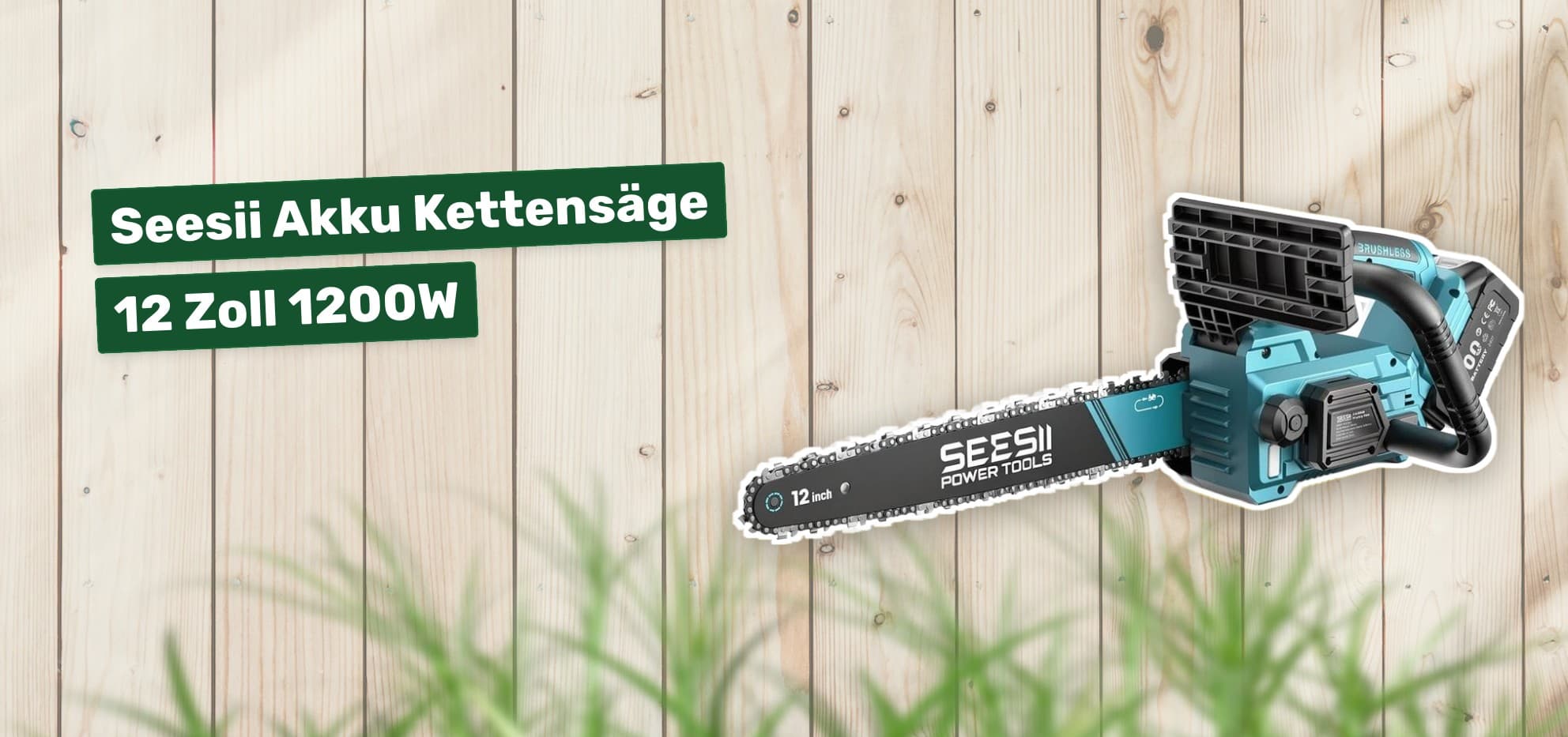 Seesii Akku Kettensäge 12 Zoll 1200W